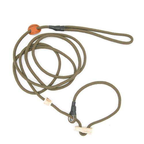 Retrieverleine 6 mm | Oliv | Moxon-Leine mit hochwertigem Horn-Zugstopp | robuste, wetterfeste Hundeleine aus Tau mit integrierter Halsung - 120 cm von KENSONS for dogs