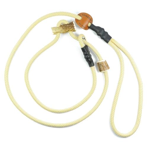 Retrieverleine 6 mm | Powderbeige | Moxon-Leine mit hochwertigem Horn-Zugstopp | robuste, wetterfeste Hundeleine aus Tau mit integrierter Halsung - 120 cm von KENSONS for dogs