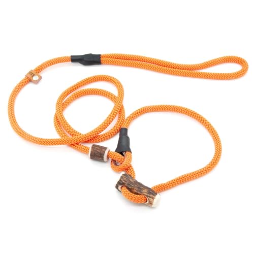 Retrieverleine 6 mm | Pumpkin | Moxon-Leine mit hochwertigem Horn-Zugstopp | robuste, wetterfeste Hundeleine aus Tau mit integrierter Halsung - 130 cm von KENSONS for dogs