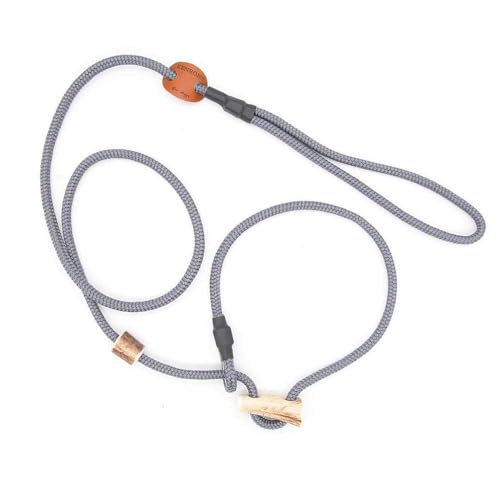 Retrieverleine 6 mm | Schiefer | Moxon-Leine mit hochwertigem Horn-Zugstopp | robuste, wetterfeste Hundeleine aus Tau mit integrierter Halsung - 110 cm von KENSONS for dogs