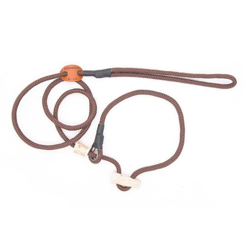 Retrieverleine 6 mm | Walnuss | Moxon-Leine mit hochwertigem Horn-Zugstopp | robuste, wetterfeste Hundeleine aus Tau mit integrierter Halsung - 190 cm von KENSONS for dogs