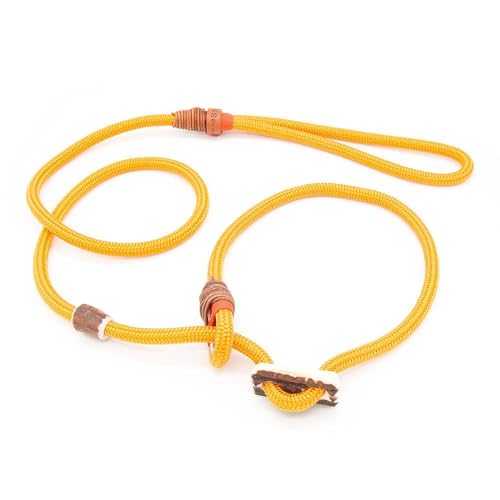 Retrieverleine 8 mm | Golden Sunset | Moxon-Leine mit hochwertigem Horn-Zugstopp | robuste, wetterfeste Hundeleine aus Tau mit integrierter Halsung - 180 cm von KENSONS for dogs