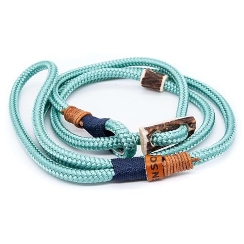 Retrieverleine 8 mm | Mint Slate | Moxon-Leine mit hochwertigem Horn-Zugstopp | robuste, wetterfeste Hundeleine aus Tau mit integrierter Halsung - 190 cm von KENSONS for dogs