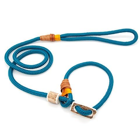 Retrieverleine 8 mm | Turquoise Treasure | Moxon-Leine mit hochwertigem Horn-Zugstopp | robuste, wetterfeste Hundeleine aus Tau mit integrierter Halsung - 210 cm von KENSONS for dogs