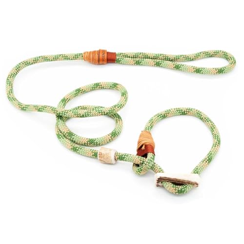 Retrieverleine 8 mm | Wildwood Glow | Moxon-Leine mit hochwertigem Horn-Zugstopp | robuste, wetterfeste Hundeleine aus Tau mit integrierter Halsung - 140 cm von KENSONS for dogs