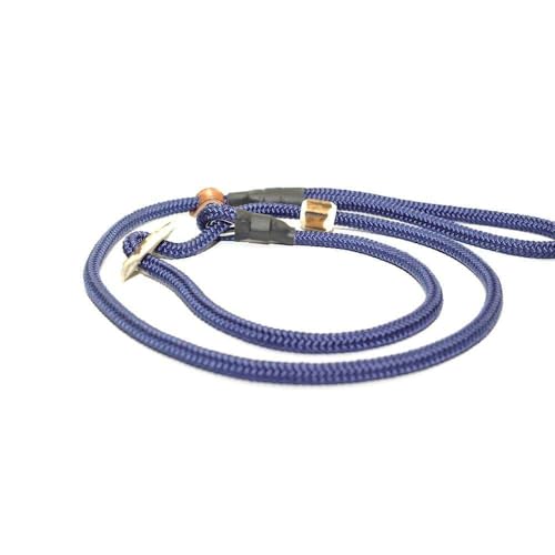 Retrieverleine 8 mm | Indigo | Moxon-Leine mit hochwertigem Horn-Zugstopp | robuste, wetterfeste Hundeleine aus Tau mit integrierter Halsung - 190 cm von KENSONS for dogs