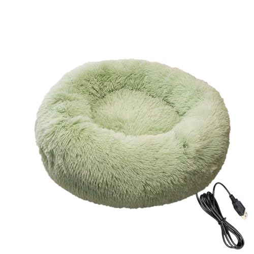 Beruhigendes Donut-Hundebett, warmes Plüsch-Schlafbett für Hunde, beheiztes Haustierbett mit USB-Aufladung, komfortable Donut-Betten mit Haustierheizung, leicht zu reinigendes Katzenruhebett für klein von KERALI