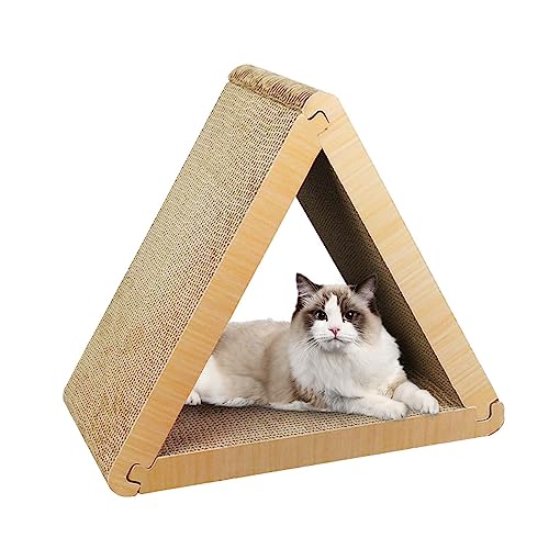 Dreieck Katzenkratzbrett, Wellpappe, 6-seitiges dreieckiges Kratzpad, faltbarer Katzenkratzer aus Karton, Indoor-Ornament, Katzenunterhaltungsspielzeug für Wohnzimmer, Schlafzimmer, Kätzchennest, von KERALI