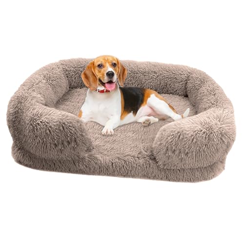 Flauschiges Hundebett, orthopädisches Haustier-Schlafsofa, Couch-Haustierbett mit abnehmbarem, waschbarem Bezug, flauschiges, beruhigendes Haustierbett, bequeme, flauschige, rutschfeste Unterseite für von KERALI