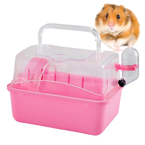 Hamster-Reisetasche, Transportkäfig für Zwerghamster mit Wasserflasche, belüftetes komfortables Design, kleine Haustier-Tier-Tragetasche, Reisebox für Rennmäuse, Igel, Mäuse, Eichhörnchen von KERALI