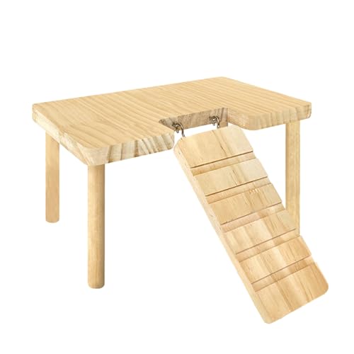 Hamstertreppe, Holzhamster-Spielplattform mit Leiter, kleine Stand-Spielplatzplattform mit Leiter, Kleintierspielzeug, Käfigzubehör für Hamsterleiter, Eichhörnchen, Rennmaus, Chinchilla von KERALI