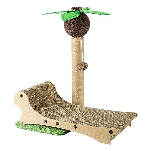 Katzenkratzbrett - Kratzbrett für Haustiere, Lounge-Ball, Spielzeug, Kokosnussbaum-Pfosten - Bereicherung für Katzen und lustiges Katzenspielzeug für Hauskatzen und Kätzchen von KERALI