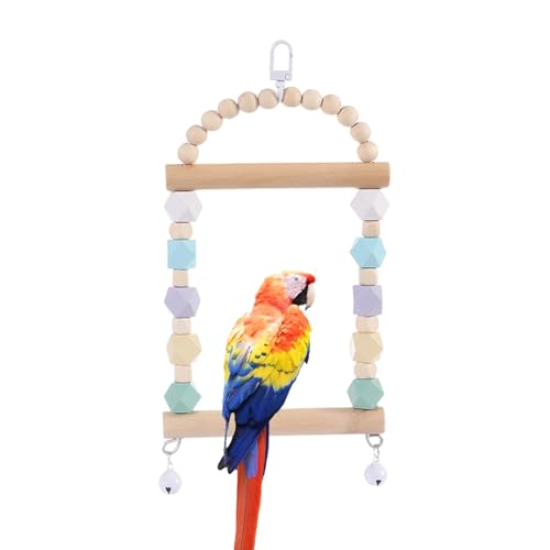 Parrot Toys Vogelschaukel aus Holz, x 9,84'' Vogelschaukel aus Holz, Sitzstangenspielzeug, Kausitzstange, Wellensittichschaukel, kleines Schaukelspielzeug für Sittiche, Nymphensittiche, Finken von KERALI