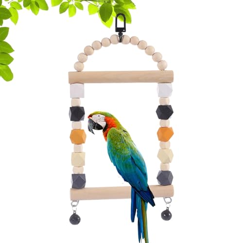 Parrot Toys Vogelschaukel aus Holz, x 9,84'' Vogelschaukel aus Holz, Sitzstangenspielzeug, Kausitzstange, Wellensittichschaukel, kleines Schaukelspielzeug für Sittiche, Nymphensittiche, Finken von KERALI