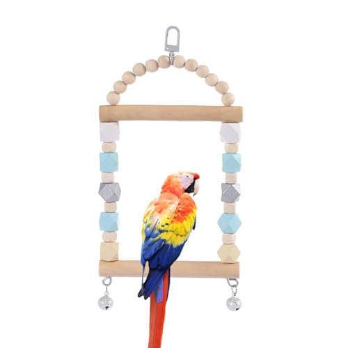 Parrot Toys Vogelschaukel aus Holz, x 9,84'' Vogelschaukel aus Holz, Sitzstangenspielzeug, Kausitzstange, Wellensittichschaukel, kleines Schaukelspielzeug für Sittiche, Nymphensittiche, Finken von KERALI