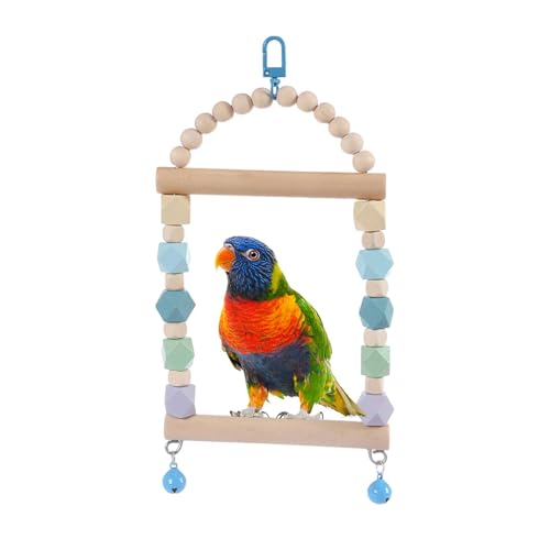 Parrot Toys Vogelschaukel aus Holz, x 9,84'' Vogelschaukel aus Holz, Sitzstangenspielzeug, Kausitzstange, Wellensittichschaukel, kleines Schaukelspielzeug für Sittiche, Nymphensittiche, Finken von KERALI