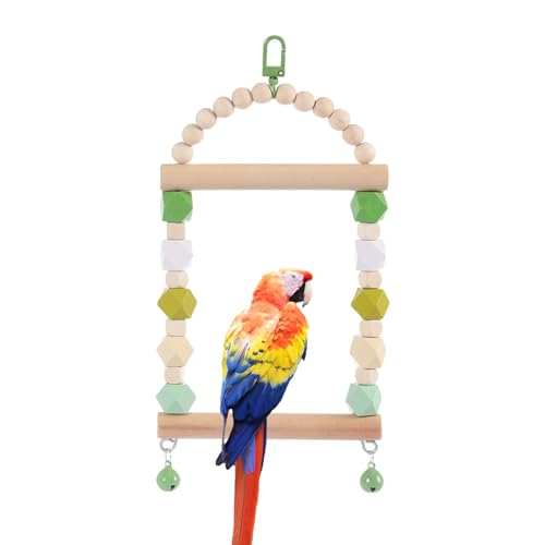 Parrot Toys Vogelschaukel aus Holz, x 9,84'' Vogelschaukel aus Holz, Sitzstangenspielzeug, Kausitzstange, Wellensittichschaukel, kleines Schaukelspielzeug für Sittiche, Nymphensittiche, Finken von KERALI