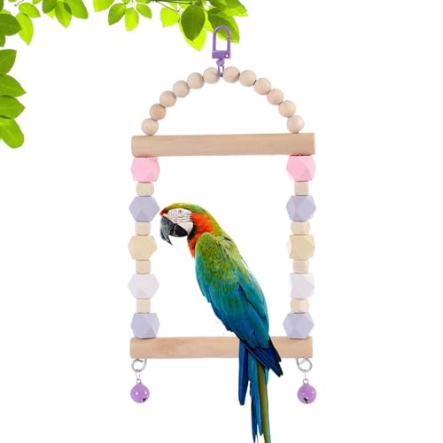 Parrot Toys Vogelschaukel aus Holz, x 9,84'' Vogelschaukel aus Holz, Sitzstangenspielzeug, Kausitzstange, Wellensittichschaukel, kleines Schaukelspielzeug für Sittiche, Nymphensittiche, Finken von KERALI