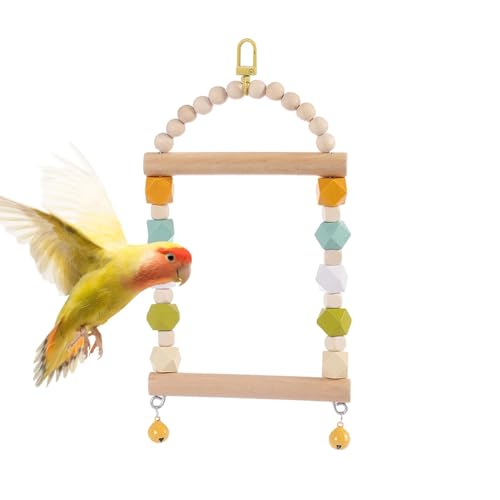 Parrot Toys Vogelschaukel aus Holz, x 9,84'' Vogelschaukel aus Holz, Sitzstangenspielzeug, Kausitzstange, Wellensittichschaukel, kleines Schaukelspielzeug für Sittiche, Nymphensittiche, Finken von KERALI