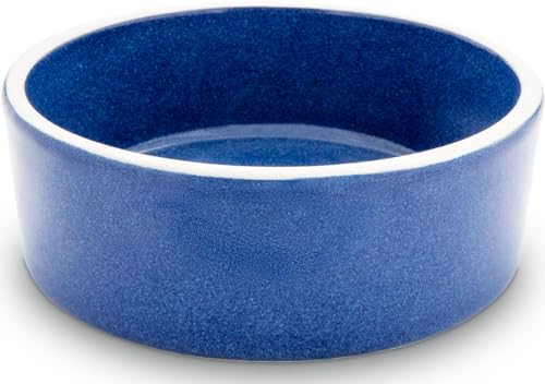 500 ml Kleintier Napf Futternapf Futterschale Futtertrog Ø15,5cm Höhe 5,5cm Näpfe für Haustiere Hamster Kaninchen Hase Nagetiere Kleintiere Hund Katze aus robuster, dickwandiger Keramik (Blau) von KERAZO