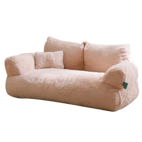 KEROBGJFS Haustier Couch Bett, waschbare Katzenbetten für mittlere kleine Hunde für Katzen und Hundebetten mit rutschfestem Boden, Flauschige Katze Couch(Orange,M) von KEROBGJFS