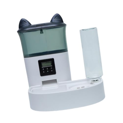 KESOTO Automatischer Futter- und Wasserspender für Katzen, Selbstfütterer für Haustiere, 4 l, Schüssel mit Trockenfutter und Tränke, Wasserspender für, Grau von KESOTO