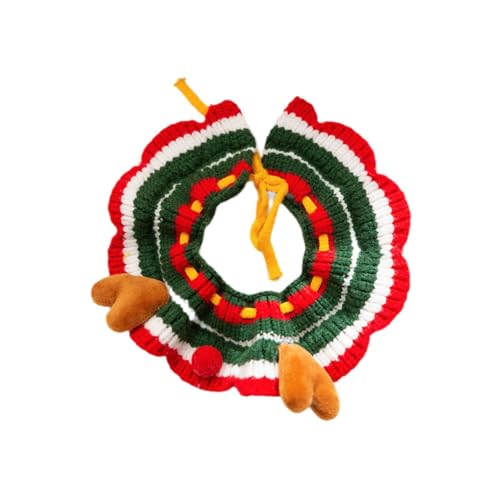 KESOTO Gestricktes Katzenhalsband Katze Weihnachten Strickhalsband Gehäkeltes Hundehalsband für Kätzchen, Elch von KESOTO