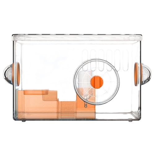 KESOTO Großer Hamsterkäfig, Übungs- und Spielhaus, Heimtierbedarf, transparentes Hamstergehege aus Acryl, für Rennmäuse, Orange von KESOTO