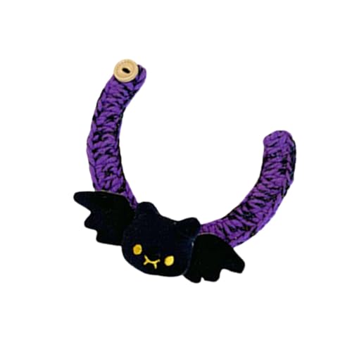 KESOTO Halloween Hand gestricktes Katzenhalsband, Gestricktes Lätzchen, Haustierhalsband handgewebter Schal, Partykostüm Accessoire, für Haustier, Bat Shaped L von KESOTO