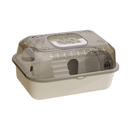 KESOTO Hamster Transportbehälter für Kleine Tiere, Käfig für Reisen, Beige von KESOTO