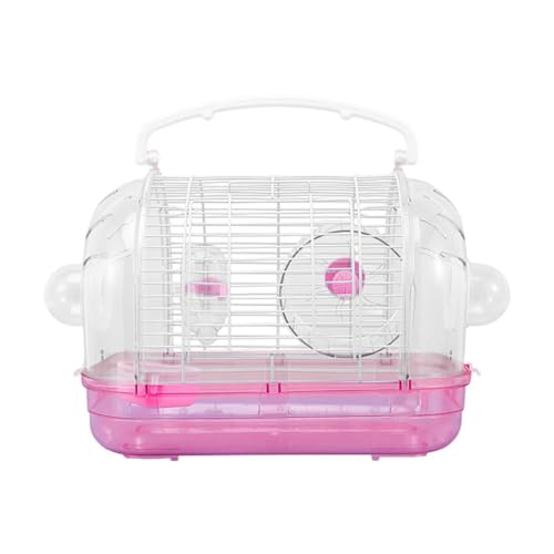 KESOTO Hamster Transportkäfig mit Laufrad Und Spielzeug für Kleine Tiere, Rosa von KESOTO