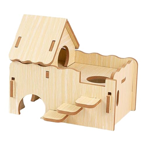 KESOTO Hamsterhaus, Hamsterholzhaus, Versteck, Spielplatz, Plattform für kleine Hamster, L von KESOTO