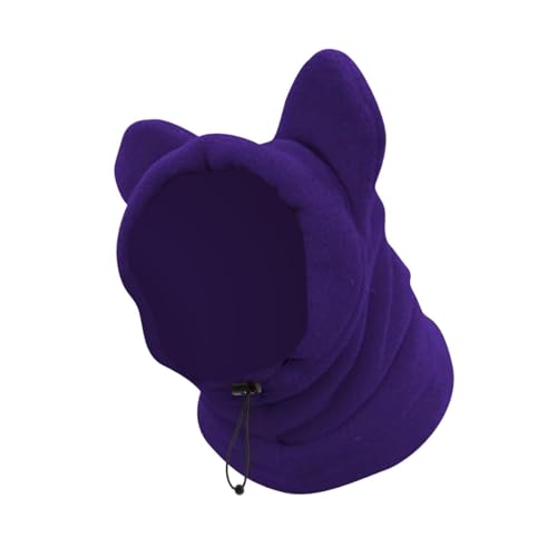 Hunde Ohrenschutz für Kalte Tage, Fleece Kopfbedeckung mit Kapuze, Violet L von KESOTO