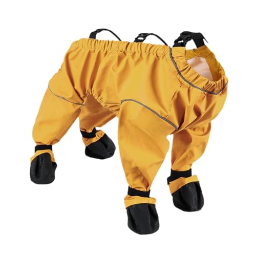 KESOTO Hunde-Regenmantel, wasserdichte Kleidung für Haustiere, bequem, leicht, praktisch, Hunde-Regenjacke, Regenponcho für ausgehende Wanderhunde, Gelb XL von KESOTO