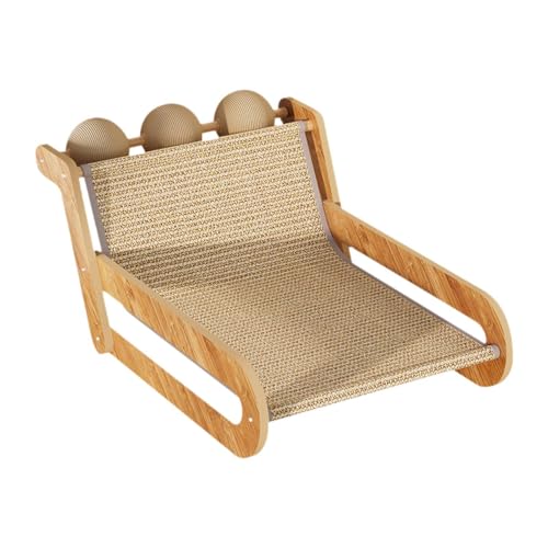 KESOTO Katzen-Sisal-Loungesessel, Katzen-Strandstuhl, Sisal-Katzenstuhl, erhöhtes Katzenbett für Häschen, mit Kugel von KESOTO