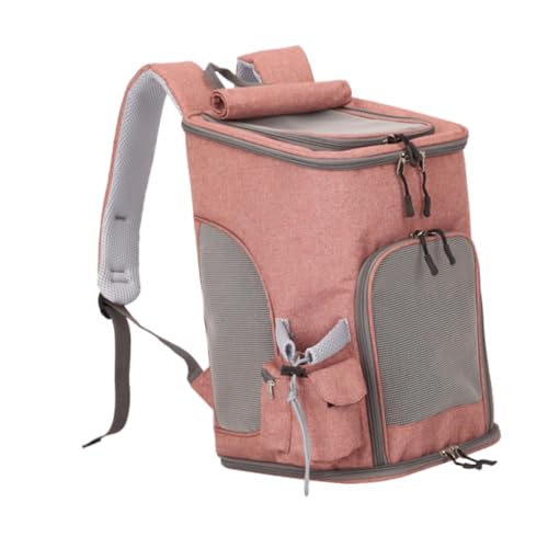 KESOTO Mesh-Rucksack für Haustiere, Katzentrage, Katzenrucksack, tragbare Katzentasche für Reisen, kleine Haustiere, Pink Rot von KESOTO