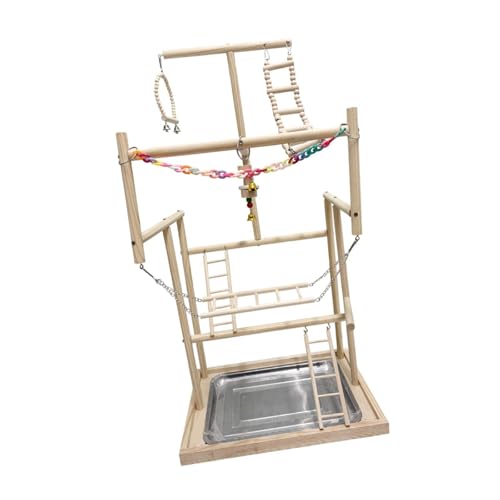 KESOTO Papagei Spielplatz Holz Ständer für Vögel Gymnastik Zubehör für Wellensittich Und Kleine Vögel, 18.9x13.19x37.2inch von KESOTO