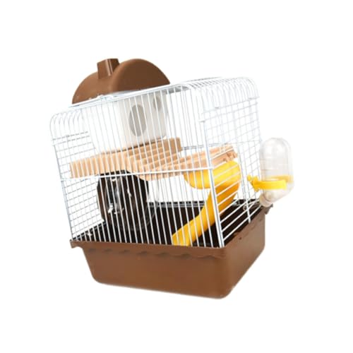 KESOTO Transportkäfig für Kleine Tiere, 9.06"x6.69"x11.81", Hamsterträger für Eichhörnchen Und Zwerghamster, Braun von KESOTO