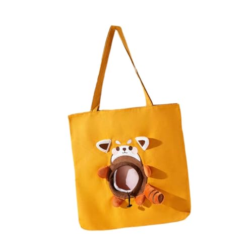 KESOTO Umhängetasche für Hunde und Katzen, Katzenausflugstasche, Schultertasche aus Canvas für kleine, mittelgroße und große Katzen, Brown and L von KESOTO