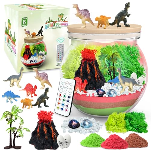 KETIEE Dinosaurier Terrarium Kit für Kinder - Dinosaurier Geschenke für Jungen 5-12 Jahre alt, DIY Light-Up Kunst und Kunsthandwerk Kits Weihnachten Geschenk für 5 6 7 8 9 10 Jahre alte Kinder Jungen von KETIEE