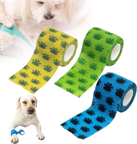 Bandage Schuhe für Hunde, Neue Beste Hund Bandage Schuhe, Hund Pfote Bandage Non-Woven-Band, für Wunde Schutz und verhindern, DASS Schmutz. (3pcs) von KEVGNRO