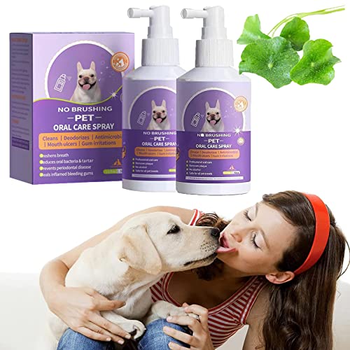 KEVGNRO Petclean Zahnreinigungsspray für Hunde & Katzen – Pet Oral Spray Clean Teeth, Pet Breath Freshener Spray Care Cleaner, Petclean No Brushing Pet Oral Care Spray (2pcs) von KEVGNRO