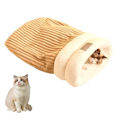 Luniun Cozy Cat Bed Sleeping Bag, Luniun Cat Sleeping Bag for Indoor Cats Large Adult, Cozy Warm Sleeping Bag for Cats, Cozy Cat Sleeping Bags, Cat Winter Sleeping Bag (Brown,L) von KEYGEM