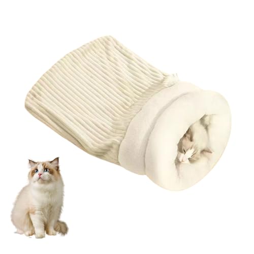 Luniun Cozy Cat Bed Sleeping Bag, Luniun Cat Sleeping Bag for Indoor Cats Large Adult, Cozy Warm Sleeping Bag for Cats, Cozy Cat Sleeping Bags, Cat Winter Sleeping Bag (White,L) von KEYGEM