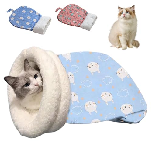 Outhaven Cozy Cat Winter Sleeping Bag, Sleeping Bag para Gatos, Cozy Cat and Puppy Sleeping Bag, Cozy Sleeping Bag for Cats, Cat Sleeping Bag for Indoor Cats, Sleeping Bag Bed for Cats (Blue) von KEYGEM