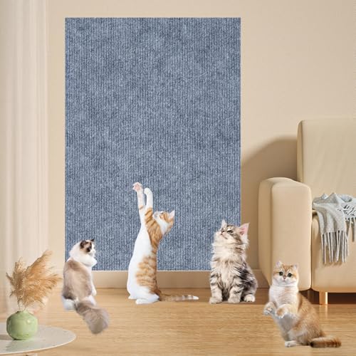 Vowtrlleoy Cat Scratching Cloth, Beyonddraw Cat Scratching Mat, Vowtrlleoy Cat Scratching Mat, Self-Adhesive Cat Wall Scratcher, Sticky Scratch Wall Ma (Gray,30 * 100cm) von KEYGEM