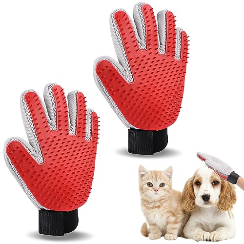 Katzenhandschuh, Katzen Handschuhe Fellpflege, 1Paar Sanfte Deshedding Pinsel Handschuh - Effiziente Haustier Haarentferner Mitt - Perfekt für Hund Katze mit langem und kurzem Pelz von KFDDRN