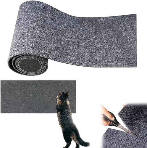 Katzenkratzmatte, Kratzmatte Katze, Kratzbretter Katze Wand, Trimmbarer Selbstklebender Cat Couch Protector, Katze Kratzmatte Selbstklebende Teppich Matte Pad Ersatz (Dunkelgrau, 30 * 100cm) von KFDDRN