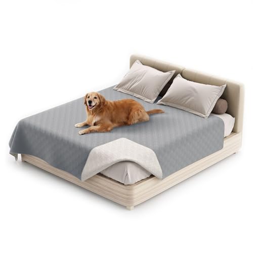 wasserdichte Hundedecke, rutschfeste Hundedecke, Waschbar Haustier Decke Für Hunde, Couchmöbelschutz Für Kinder Hund Katze Autositz (82"*102",Hellgrau) von KFDZSW