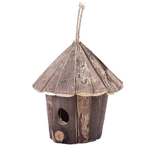 Handgefertigtes rundes Vogelhaus aus Holz, Vogelhaus aus massivem Holz, Vogelnest, Garten-Innendekoration, bietet Schutz vor kaltem Wetter von KGADRX